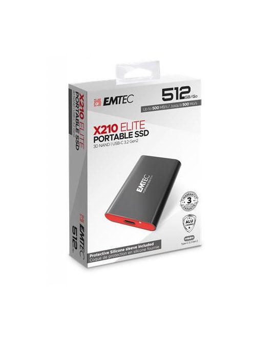 SSD (külső memória), 512GB, USB 3.2, 500/500 MB/s, EMTEC "X210"