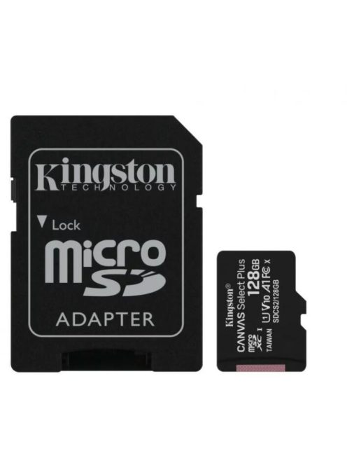 Kingston 128GB microSDHC Canvas Select Plus 100R A1C10 Card + adapterrel