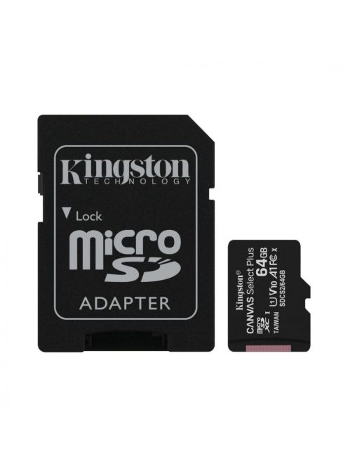 Kingston 64GB microSDHC Canvas Select Plus 100R A1C10 Card + adapterrel