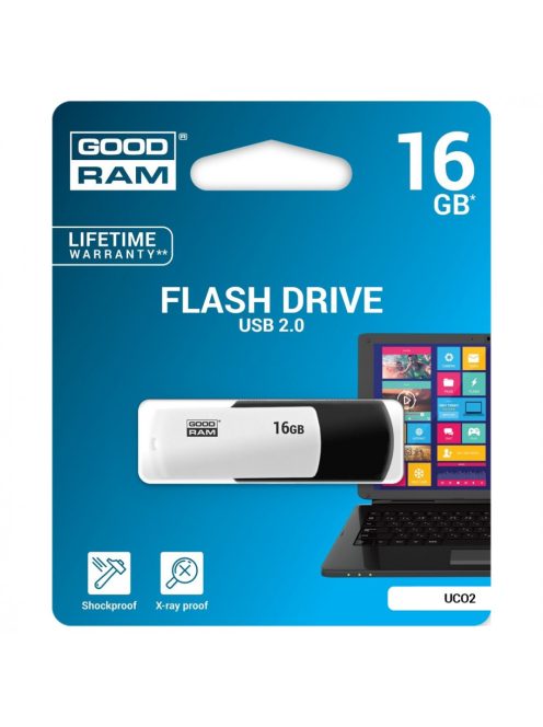 GOODRAM Pendrive 16GB, UCO2 USB 2.0,Fekete-Fehér